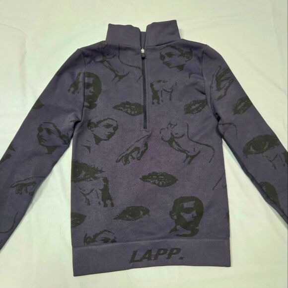 Lapp.the Brand Faces Print Seamless Zip Jacket Charcoal Gray Small - Picture 1 of 12